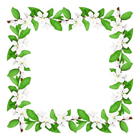 Ramos Molduras - Moldura quadrada de ramos de flores e botões brancos | Vetor Premium
