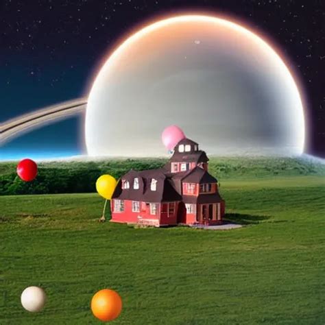 House With Ballons On Top Between Mercury And Saturn With The