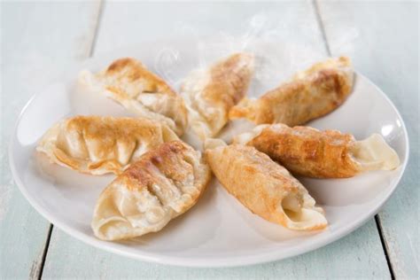 Top View Asian Dish Pan Fried Dumplings Stock Photo By Szefei