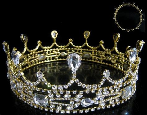 Medieval Castle Full Gold Rhinestone Royal King Crown Universal Prom