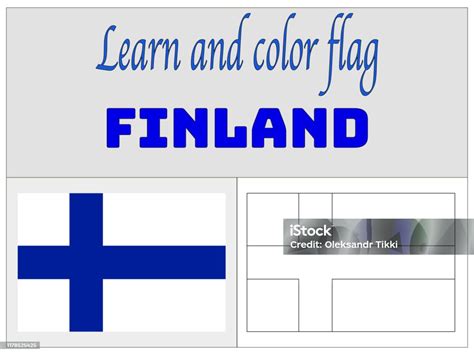 Ilustración De Finlandia Bandera Nacional Libro Para Colorear Para La