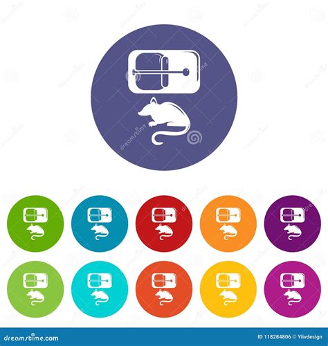 Color Fijado Iconos Del Vector De La Ratonera Ilustraci N Del Vector