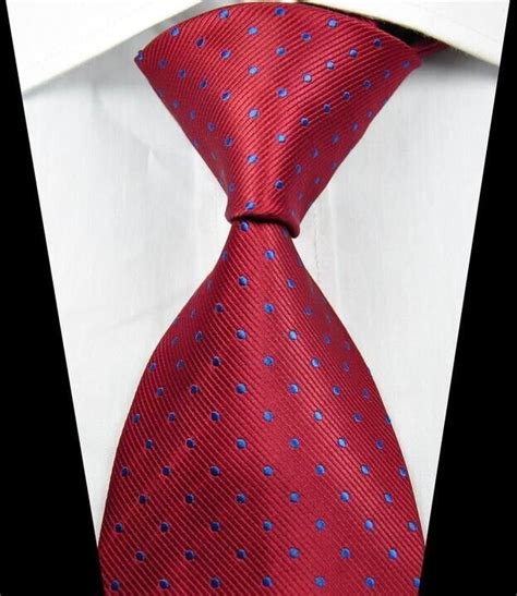 New Classic Pattern Dots Dark Red Blue Jacquard Woven Silk Men S