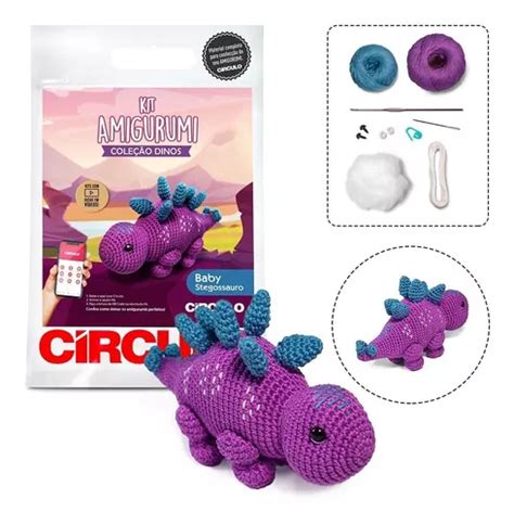 Kit Amigurumi Cole O Dinos C Rculo Receita No Verso Cor Baby