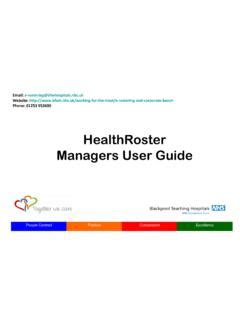 HealthRoster Managers User Guide Bfwh Nhs Uk Healthroster Managers