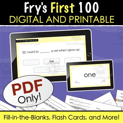 Fry S First 100 Sight Words Digital And Printable Fill In The Blanks