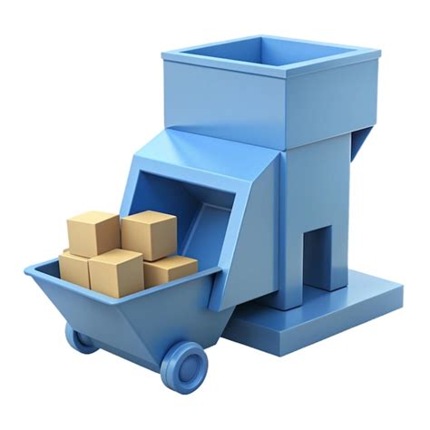 A Blue Dumpster With Boxes On It And A White Background Premium Ai