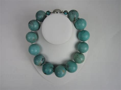 Massive Sterling Silver Turquoise Ball Necklace At 1stdibs