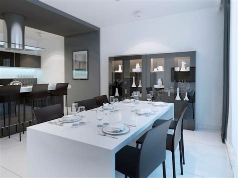 Premium Photo Contemporary Dining With Served Table And Showcase With