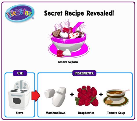 Recipe Revealed Amora Supora Webkinz Recipes Secret Recipe