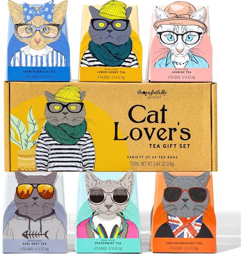 Thoughtfully Gourmet Cat Lovers Tea Gift Set Includes 24 Teas In 6