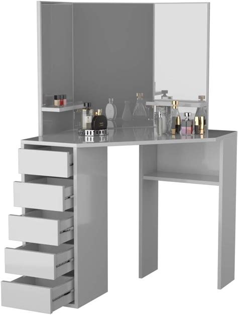 Buy Victoria Corner Makeup Vanity Table White Makeup Vanity With Three