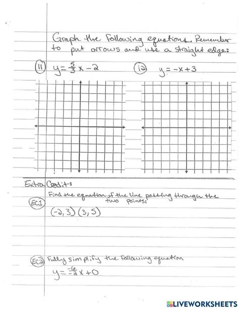 Linear Equations And Slope Quiz Worksheet Live Worksheets