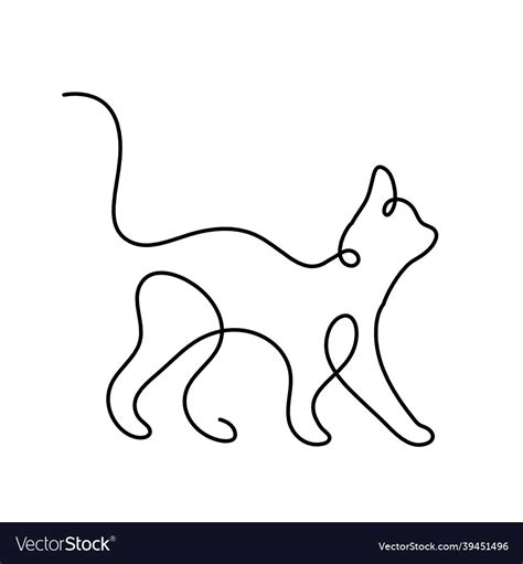 Silhouette of abstract cat in line drawing Vector Image