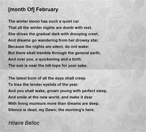 Month Of February Month Of February Poem By Hilaire Belloc