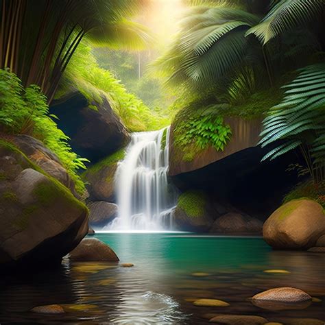 Premium AI Image | Waterfall in a tropical jungle