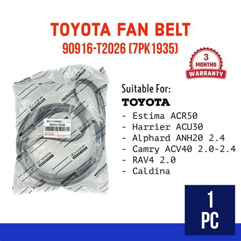 【100 Original】toyota Fan Belt 7pk1935 90916 T2026 Toyota Estima