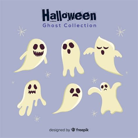 Colecci N Adorable De Fantasmas De Halloween Con Dise O Plano Vector