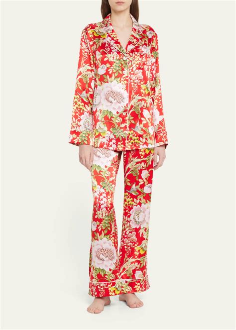 Olivia Von Halle Lila Sylva Floral Print Silk Pajama Set Bergdorf Goodman