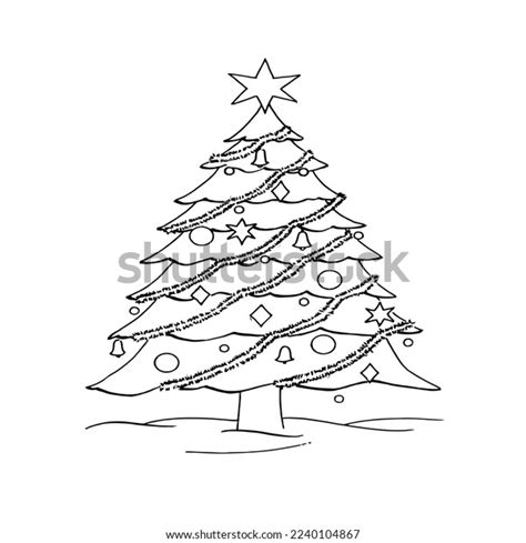Coloring Page Decorated Christmas Tree Gifts Stock Vector (Royalty Free ...