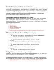 MGMT 350 CHPT 4 NOTES Pdf Describe The Importance Of Law To Private