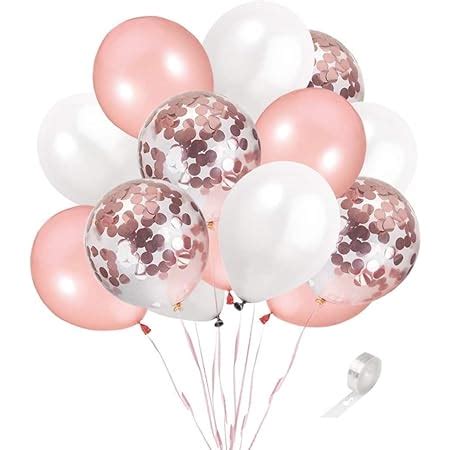 Ohighing 50 Stück Luftballons Rose Gold Konfetti Helium Ballons für