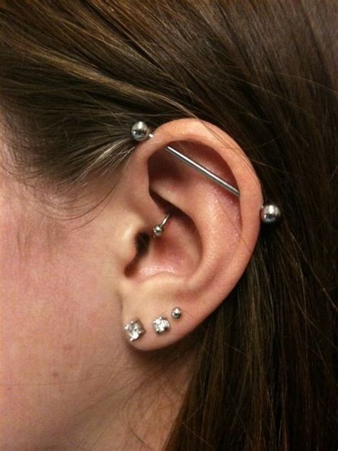 Industrial Piercing Barbell In Silver Ear Piercings Industrial Cute