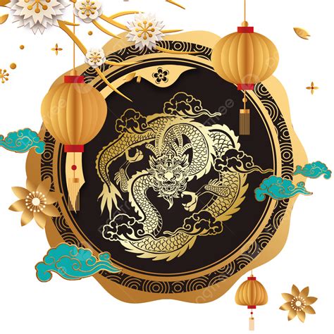 Dragon Year Chinese New Year 2024 Black Gold Border Year Of The Dragon Lunar New Year Chinese