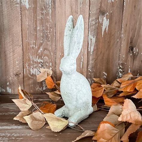 Weathered Rabbit Statue Antique Farmhouse