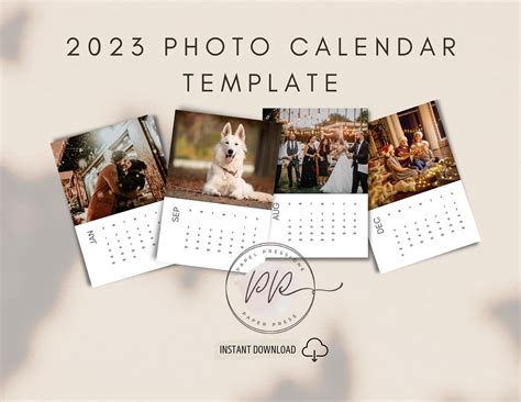 2023 Photo Calendar Template, 2023 Desk Calendar Template, Editable ...