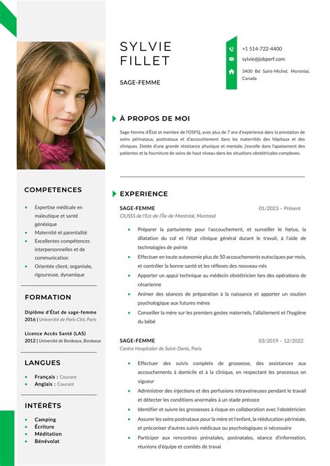 Exemple de CV Sage femme à Télécharger JobPerf