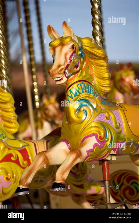 Fairground Carnival Carousel Ride Horses Stock Photo Alamy