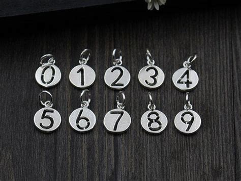 Sterling Silver Number Charm Pendant Silver Number Disc Etsy