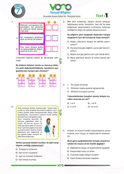 S N F Sosyal Bilgiler Yaprak Test Vono Yay Nlar Dijital E Itim