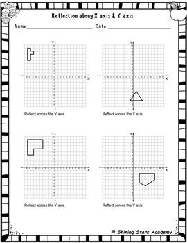 Reflection along X axis & Y axis Worksheet Math Problems | TPT