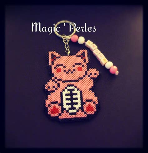 Maneki neko Chat porte Bonheur Porte clés par magic perles Porte