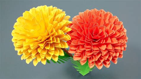 How to make Marigold flowers with Crepe paper | Easy origami flowers for... | Easy origami ...