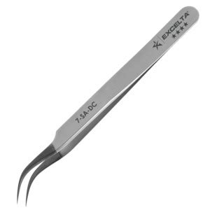 Excelta 7 SA DC Tweezers 4 Star Curved Very Fine Point Anti Mag SS