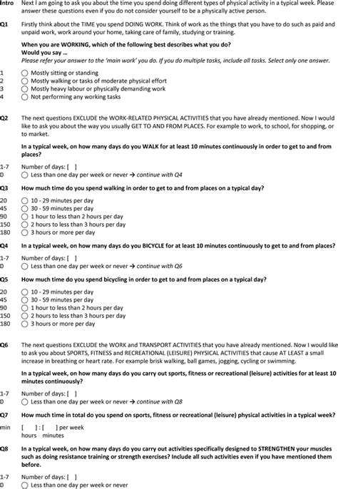 Development Of The European Health Interview Survey Physical Activity