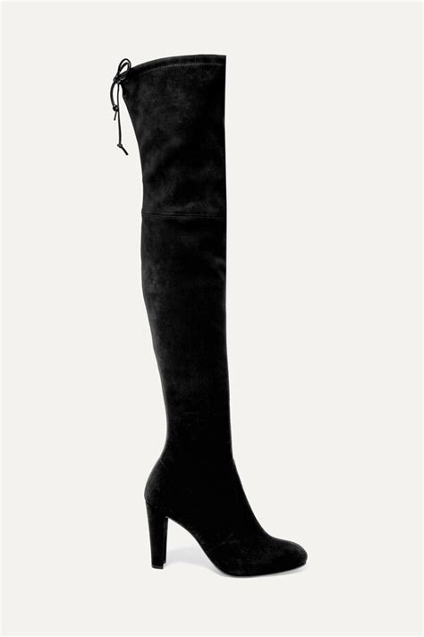 Stuart Weitzman Highland Stretch Suede Over The Knee Boots Black