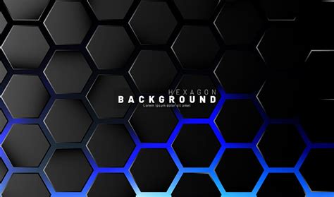 Dark Blue Hexagon Background Blue Neon Lights Blue Hexagon Neon