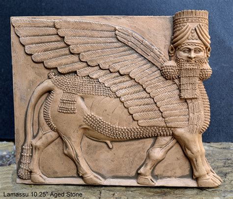 Historical Assyrian Lamassu Winged Bull Wall Sculpture Neo Mfg