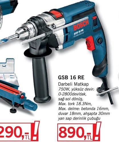 Bosch Professional GSB 16 RE Darbeli Matkap 750W İndirimde Market