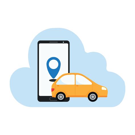 Flat map on smartphone renting car. driver using car sharing app on