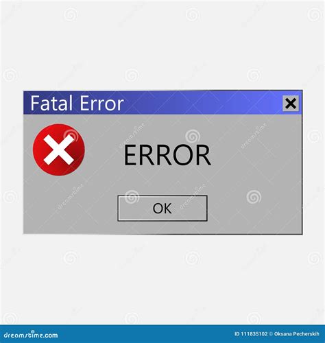 Warning Message About An Error In The Operating System Vector I Stock