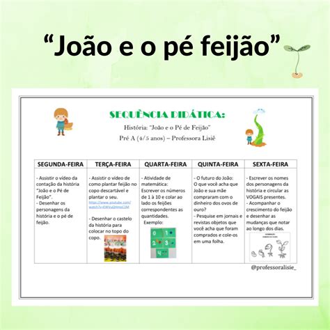 SEQUÊNCIA DIDÁTICA JOÃO E O PÉ DE FEIJÃO Professora Lisiê