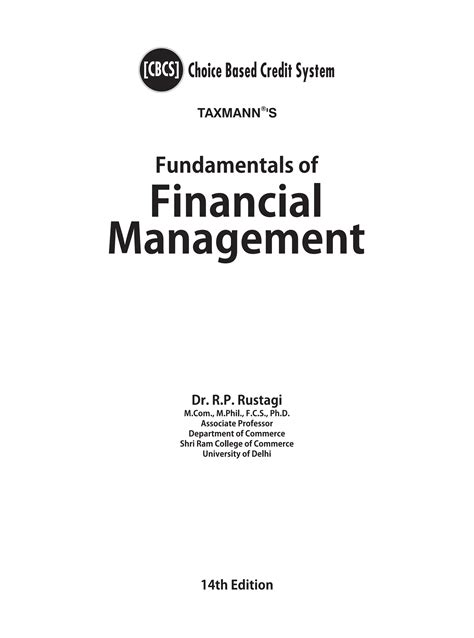 Taxman Financial Management By R P Rustagi Pdf