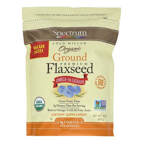 Pack 1 Spectrum Essentials Flaxseed Organic Ground Premium 24 Oz