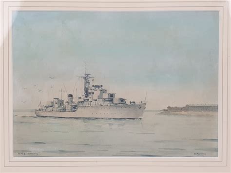 HMS Daring Daring Class Destroyer 1952 1956 Watercolour By Eric Tufnell ...