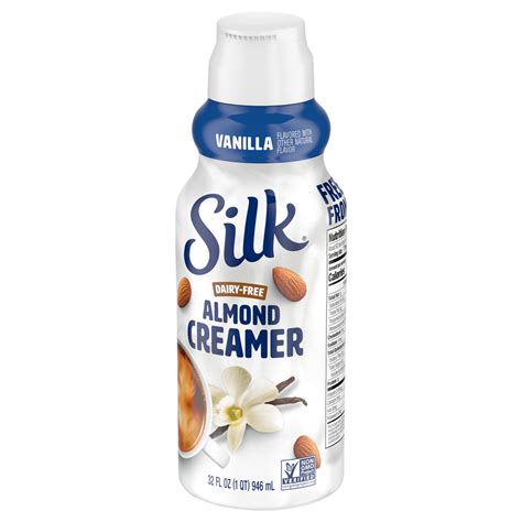 Silk Almond Creamer Dairy Free Vanilla Front Right Elevated